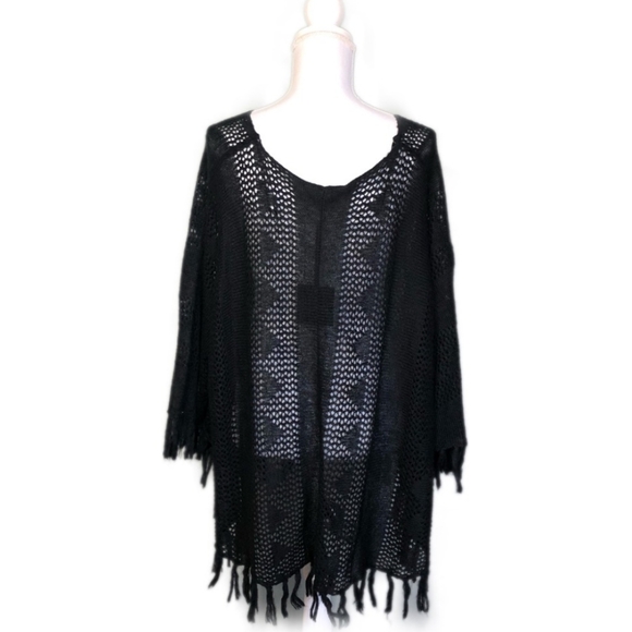 Jack BB Dakota Black Knit Poncho - Picture 11 of 14